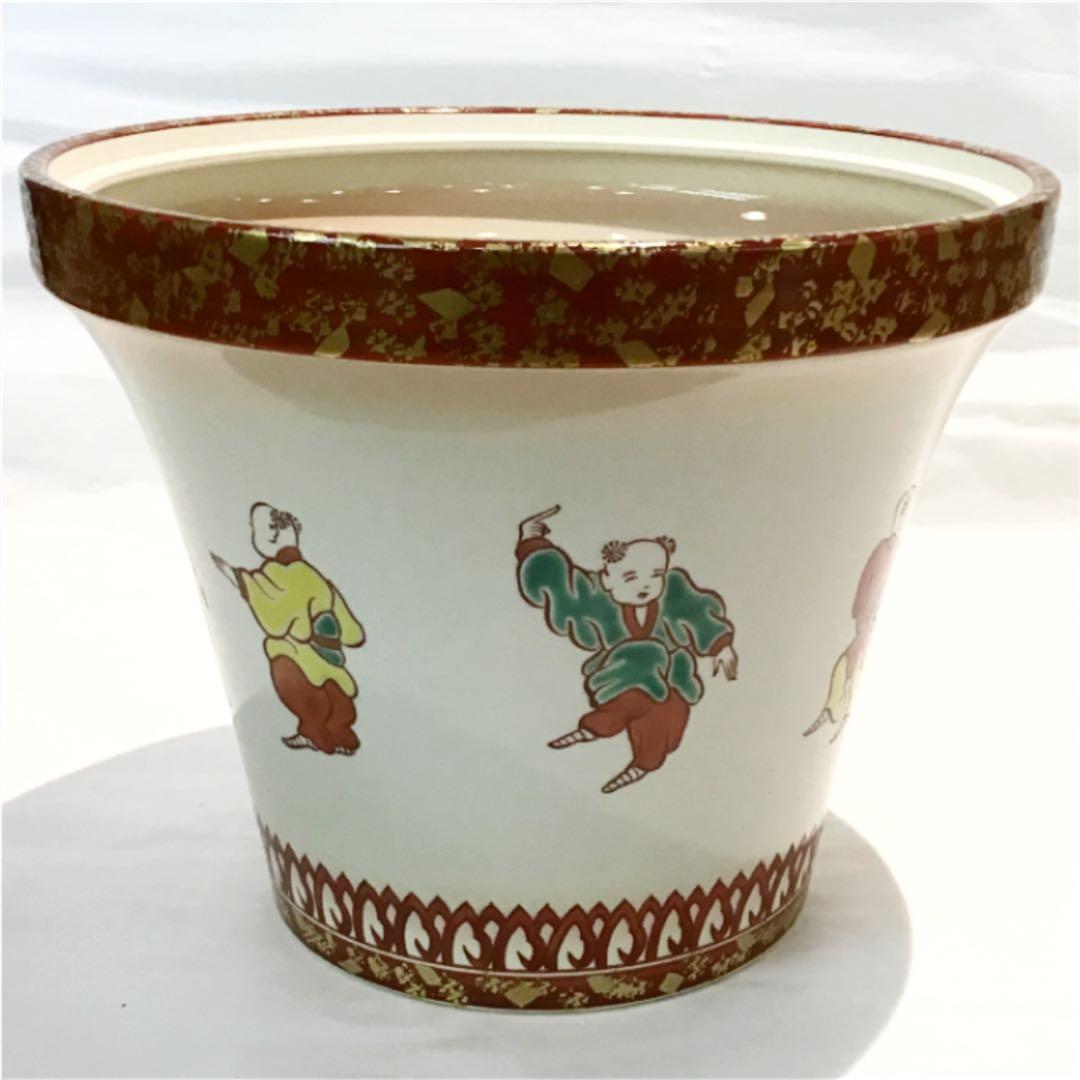 【茶道具】中村秋峰 仁清写末広唐子遊絵 水指