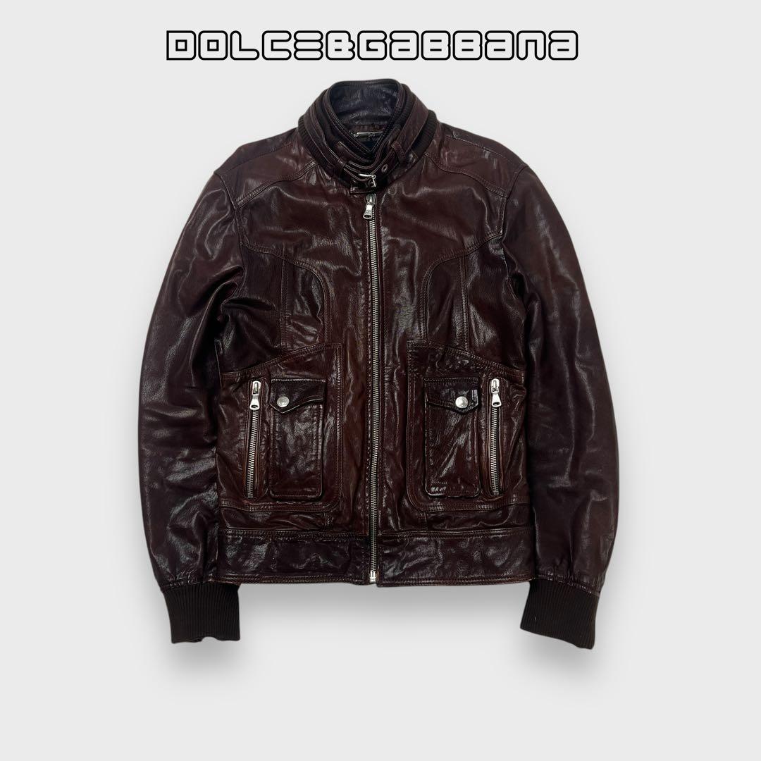 ジャケット・アウター DOLCE&GABBANA leather jacket brown D&G