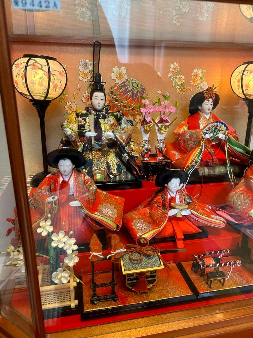 《美品》久月　雛人形　親王官女飾　ガラスケース　オルゴール付き♫