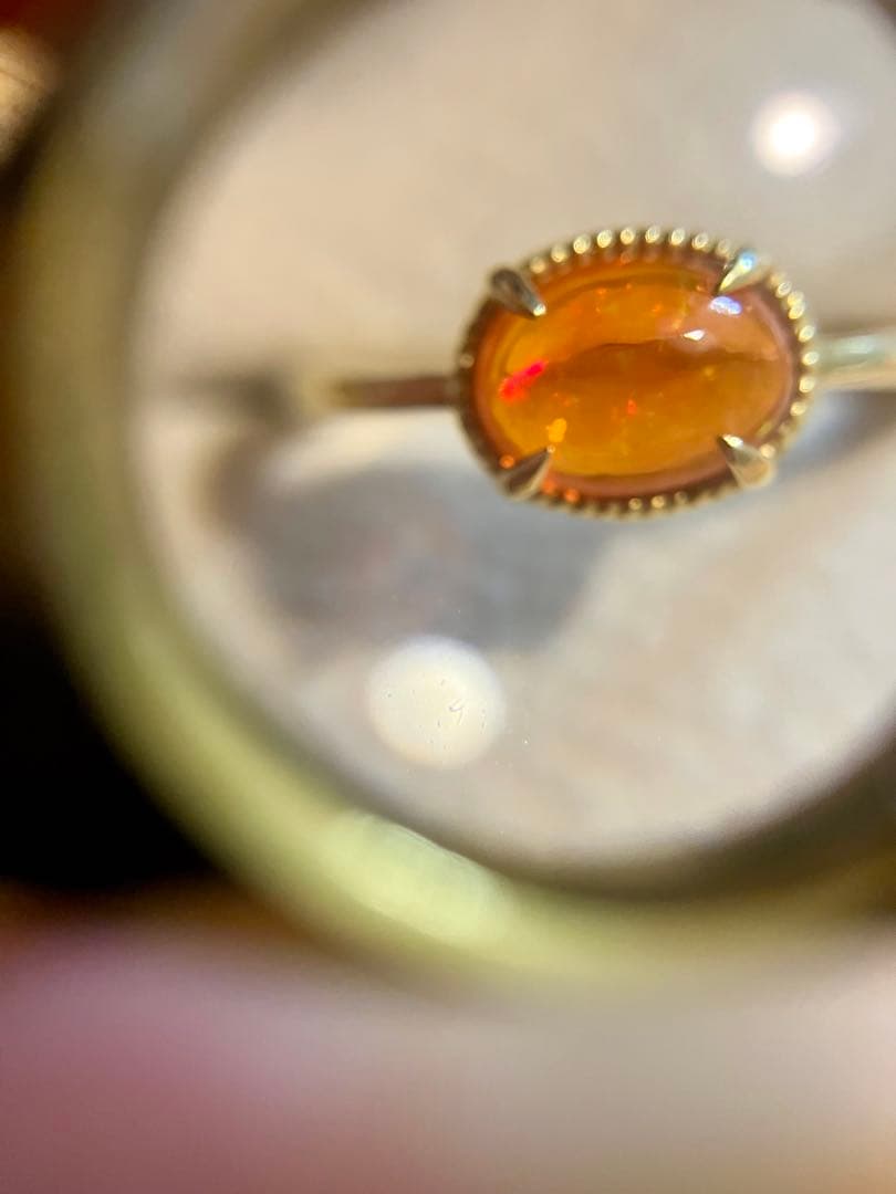 無*き様 K18＊ルシェル＊燃えるようなファイアーオパールリングてす