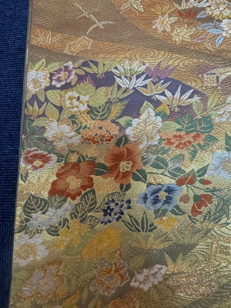 2698袋帯 古代彫金紋 西陣織 金糸　高級上質上品　約440cm 未使用