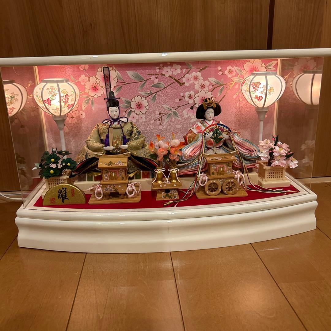 雛人形 アクリルケース ピンク 半円形 親王飾り ひな祭り おひなさま