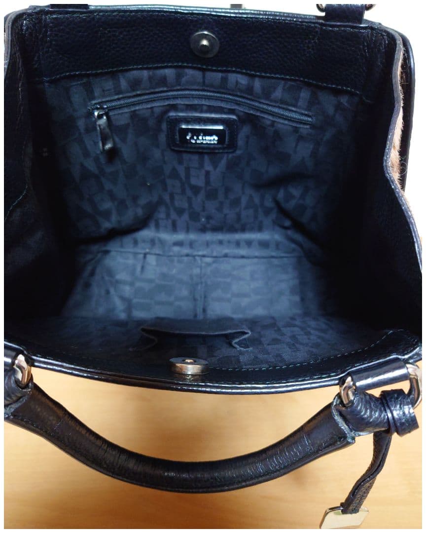 新品未使用　FURLA　フルラ　ハラコ　2way ハンド　ブラック☓レオパード