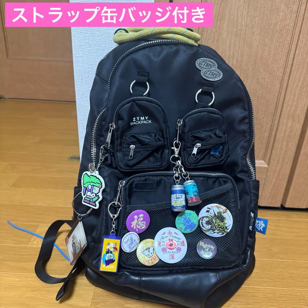 【改良版】ずとまよ バックパック リュック 缶バッジ ストラップ black