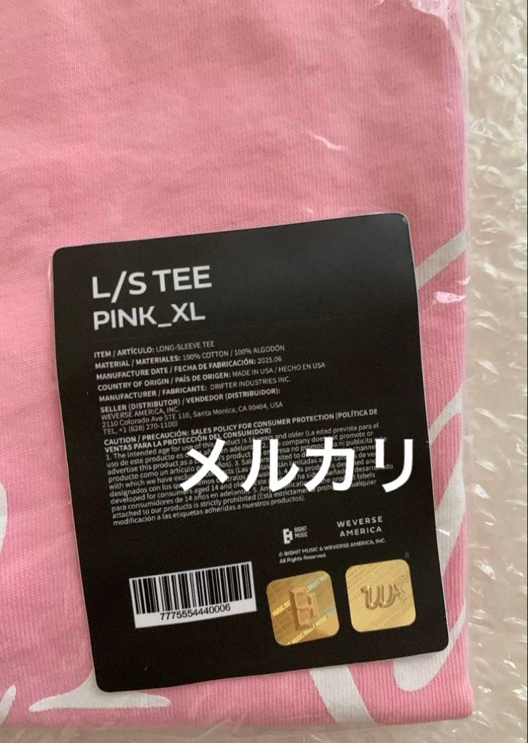 BTS Jin Team Kim Seokjin 長袖Tシャツ・XLピンク・新品