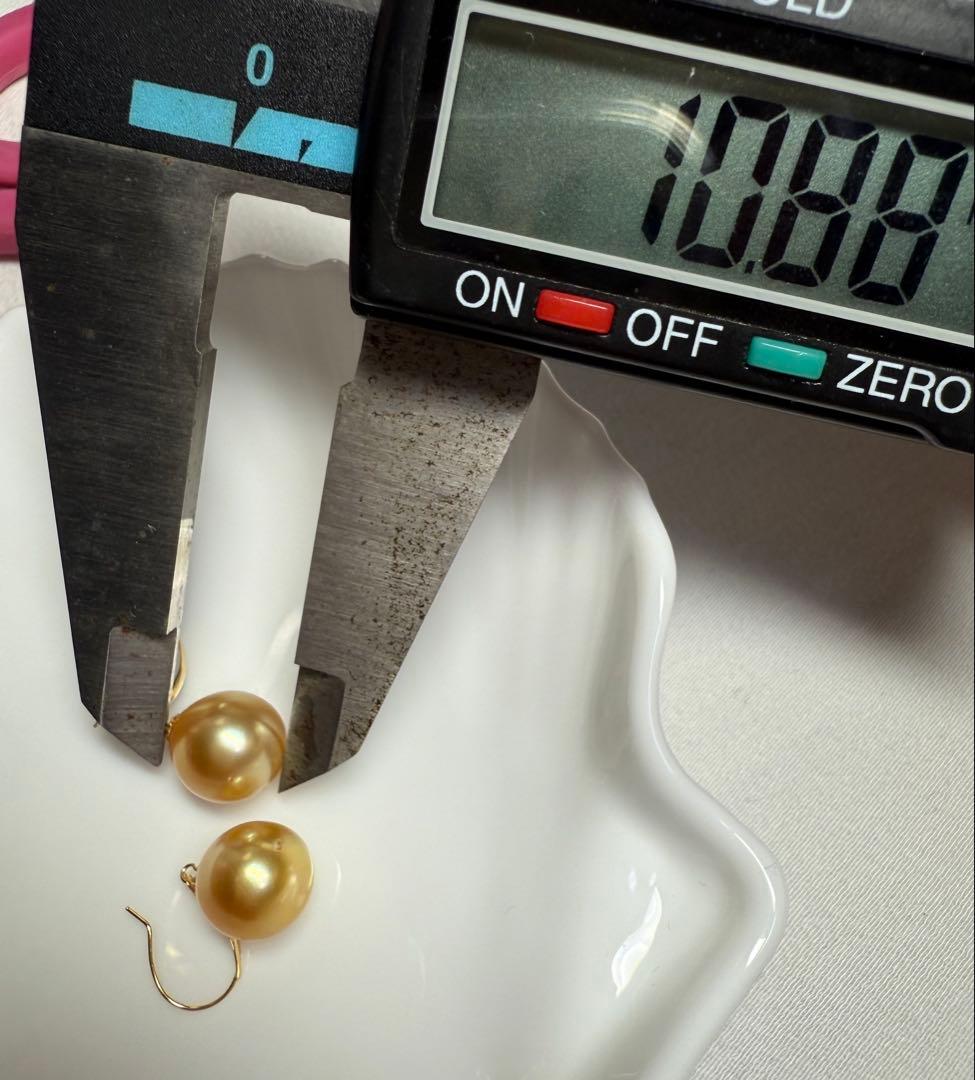 A6038 南洋真珠　天然　本真珠　ピアス 18k　海水 真珠　ゴールドパール
