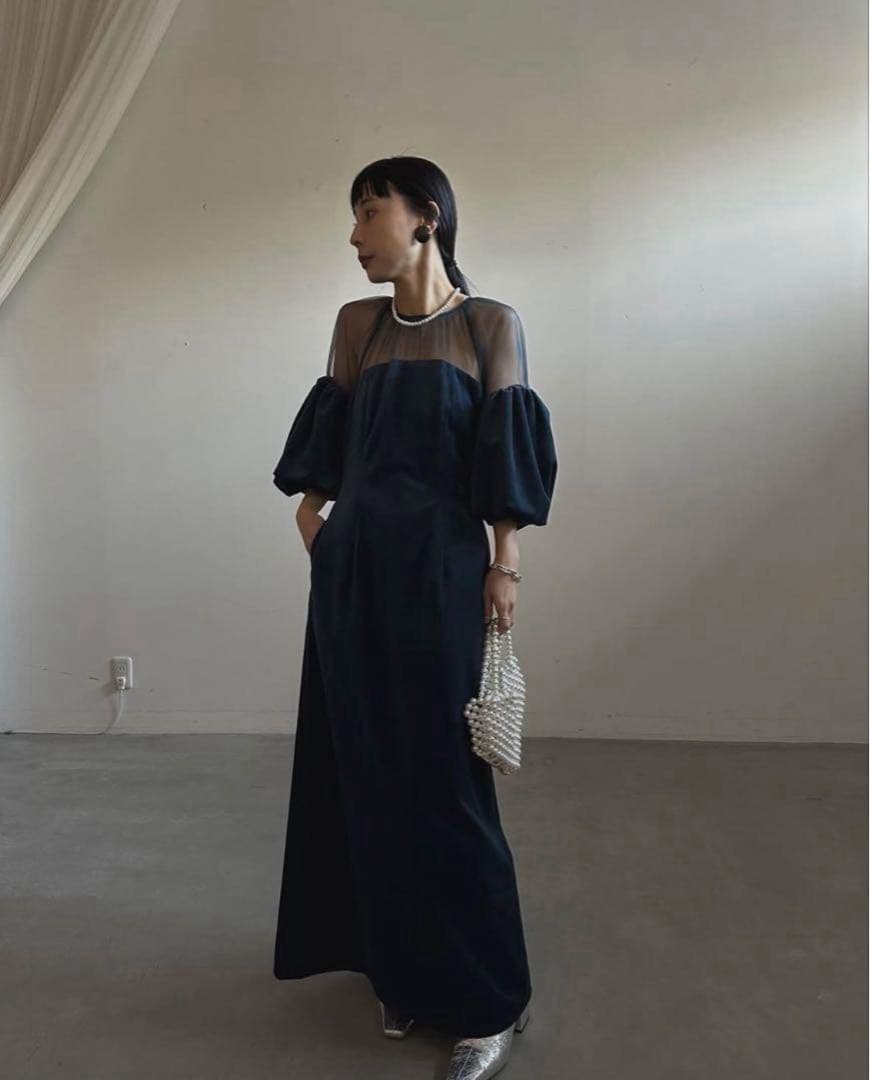 スーツ・フォーマル・ドレス Ameri SOUFFLE SLEEVE VELOUR DRESS