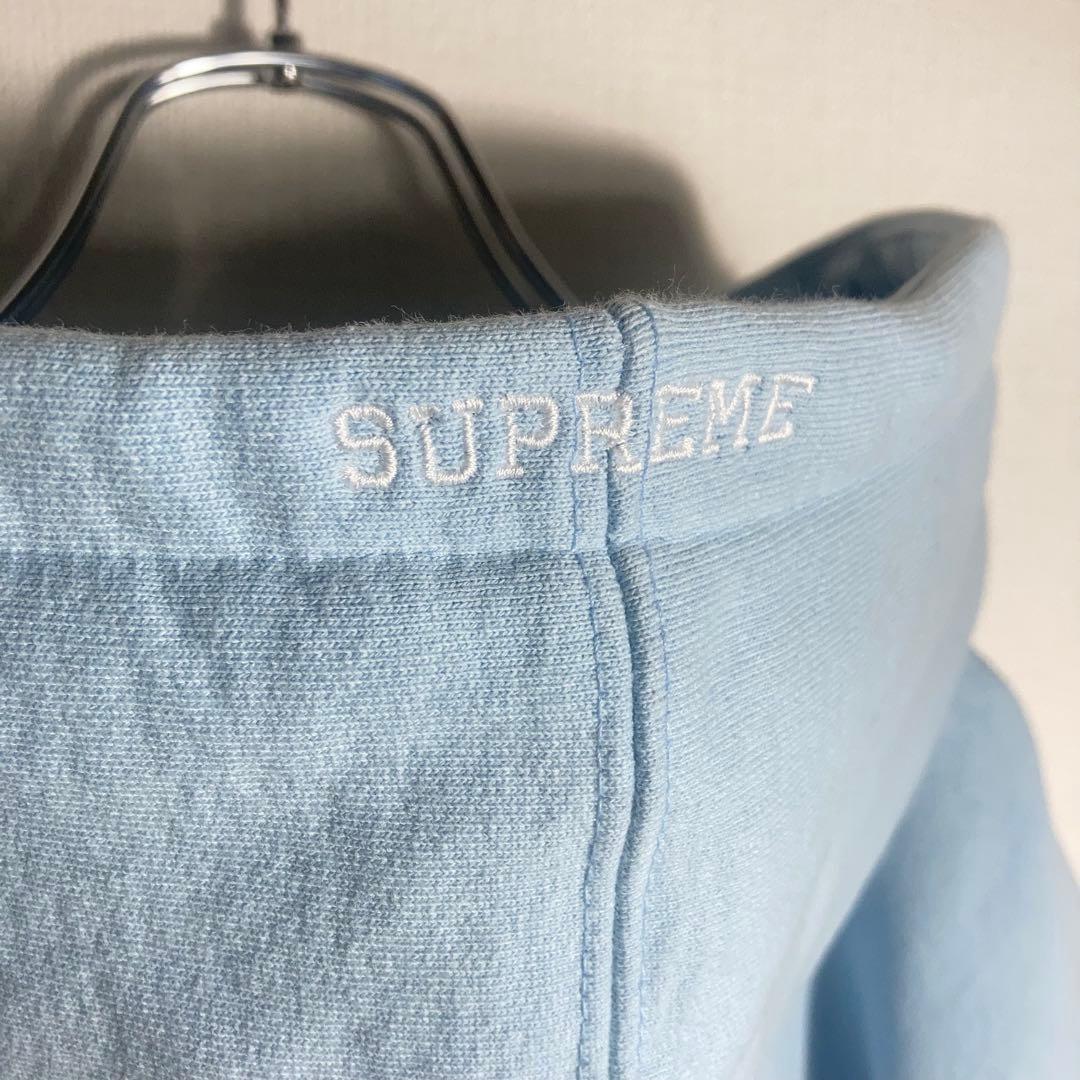 【美品】SUPREME フルジップパーカー Sロゴ 水色 L.