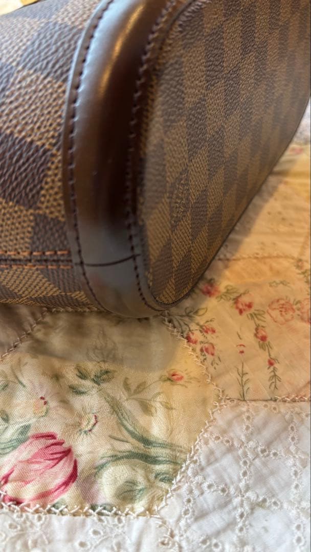 ねこパンチ様　ダミエパターン ブラウンレザートートバッグ　マノスク　pm