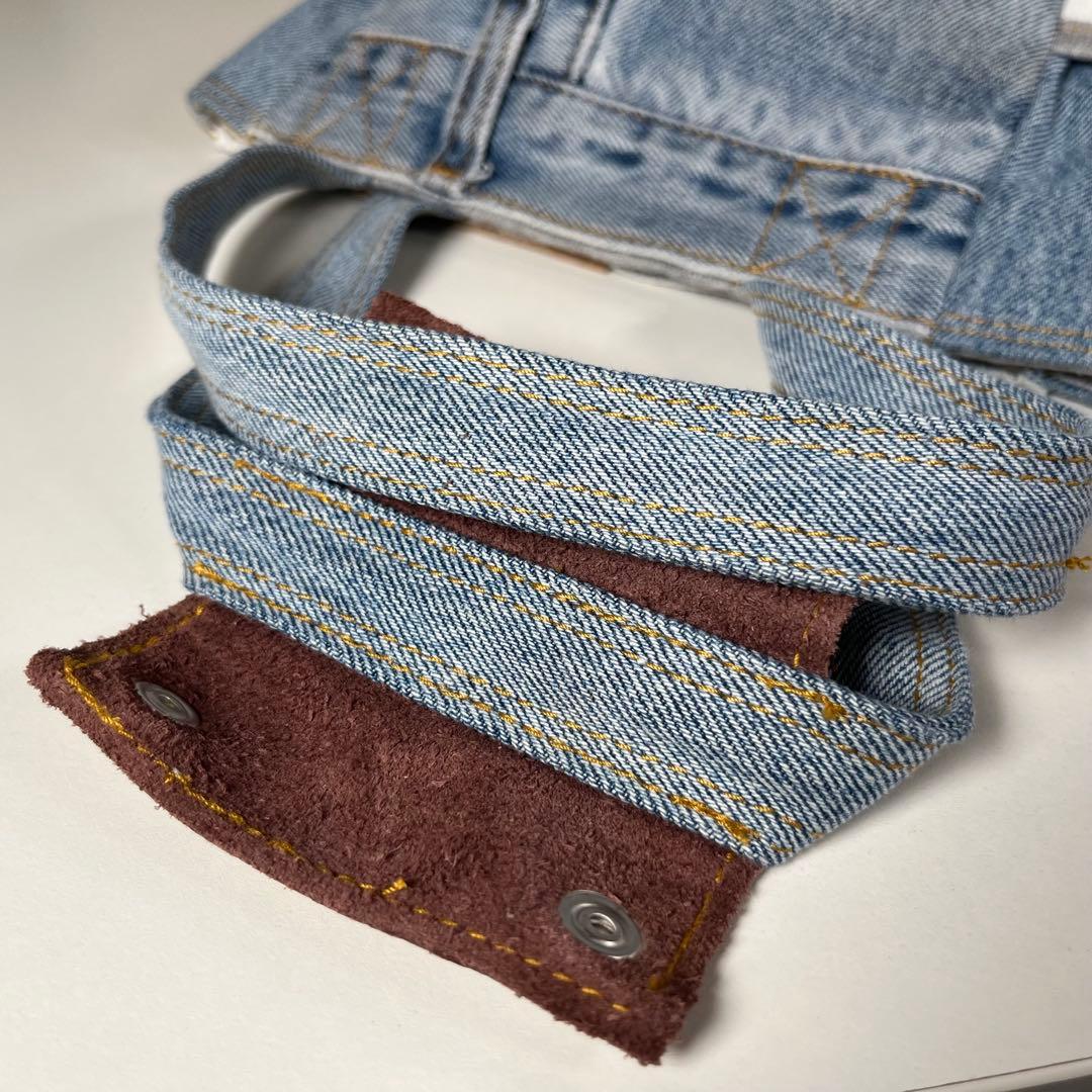 【美品】ルシアンエサヨ キャリーバッグ ハンド デニム バケツ型 リメイク