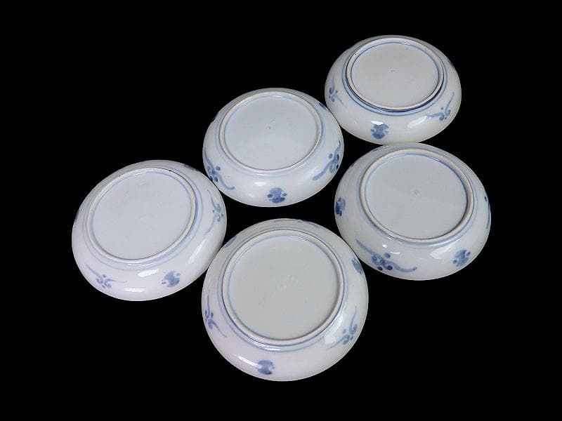 古伊万里　色絵　団龍紋に牡丹の図　5寸皿　5枚　D466AS-fbtk