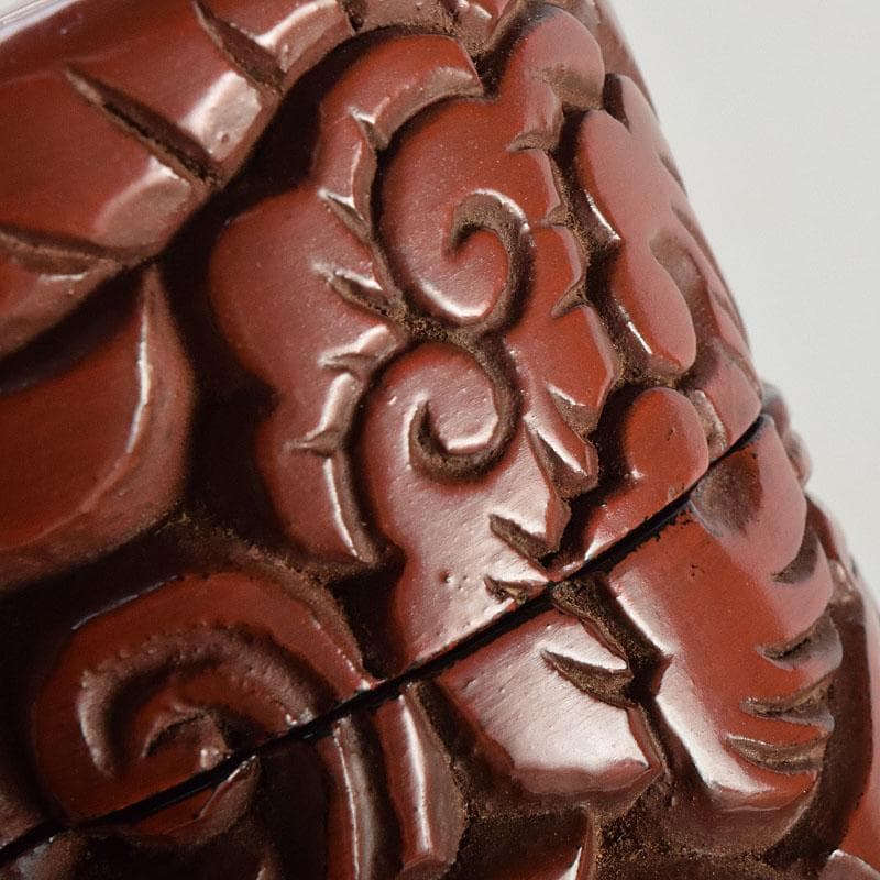 茶道具　秀円作　鎌倉彫　牡丹文　乾口中次　棗　時代箱　V　R9438