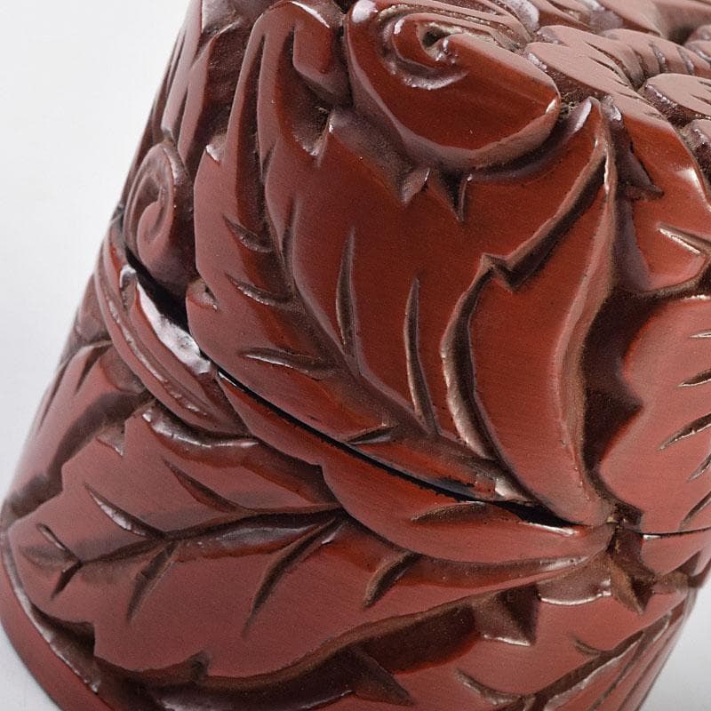 茶道具　秀円作　鎌倉彫　牡丹文　乾口中次　棗　時代箱　V　R9438