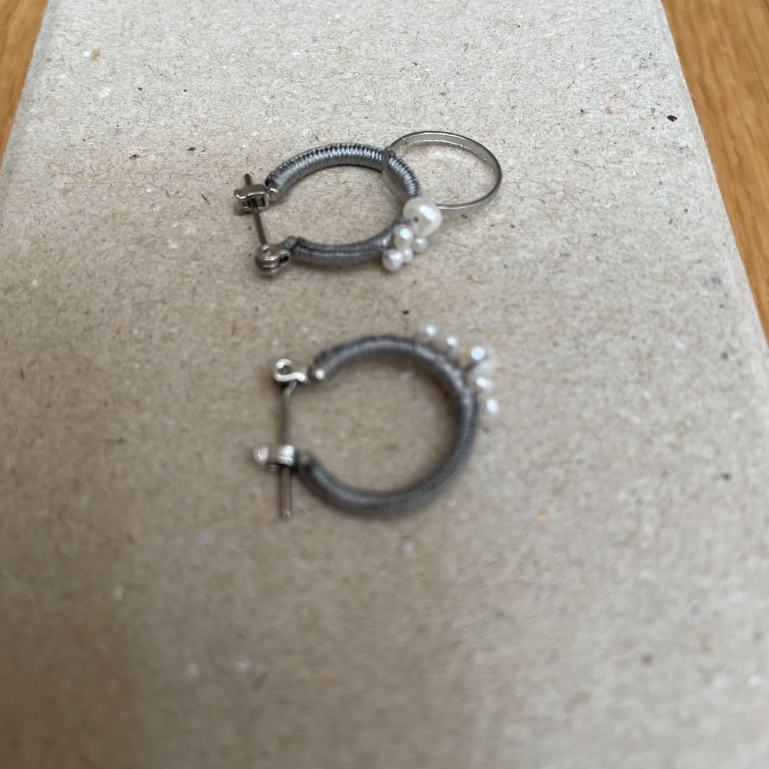 fujiiikuko/淡水パールとシルク糸のピアスetc 3点セット