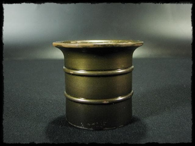 メル84937！唐銅 皆具 一揃 八尾 祥栄 鬼面耳付水指 建水杓立f68