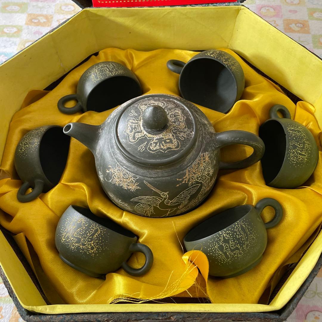 中国紫砂工艺 功夫茶具 急須と茶碗セット値下げ❗️