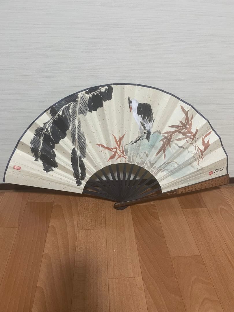 稀少名家盛丙云大师刻 牡丹诗文扇骨美術品 古董品收藏品