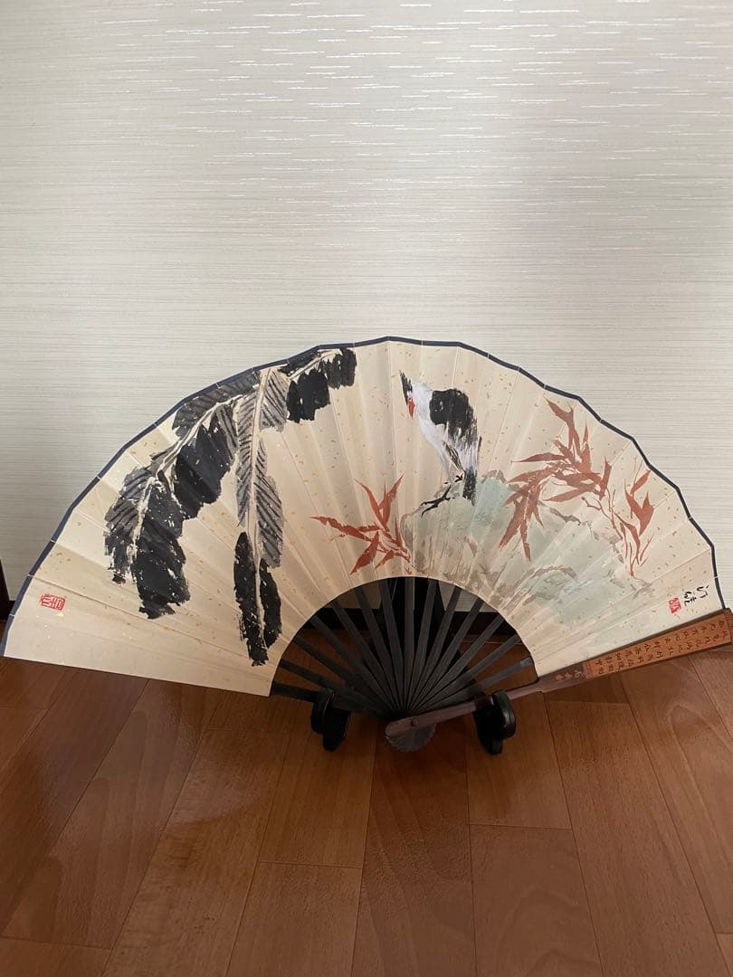 稀少名家盛丙云大师刻 牡丹诗文扇骨美術品 古董品收藏品