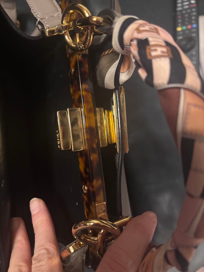 FENDI フェンディ　アイシーユー　ショルダーバック　ハンドバック　ベージュ