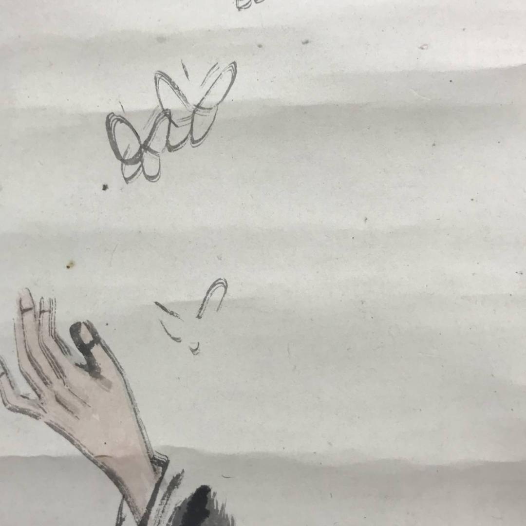 【真作】上島鳳山/蝶夢図/夢占い/掛軸/名家伝来/AC-14