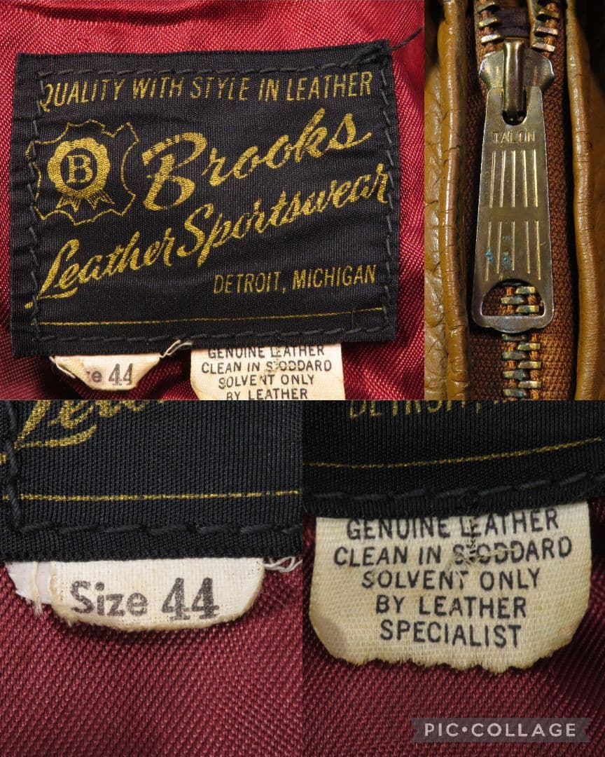 44 Brooks ビンテージ 60年代 シングル ライダース ブラウン 茶色
