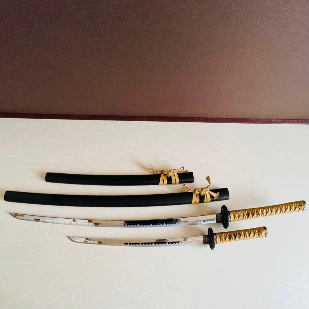 ま*さ様 模造刀 日本刀 武具 刀剣 のたれ刃紋 居合刀 2本セット 太刀 脇差