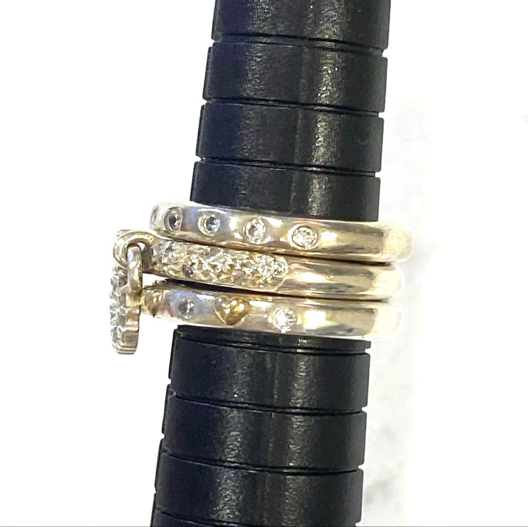 Folli Follieフォリフォリ3連リング シルバー 925 スイングハート