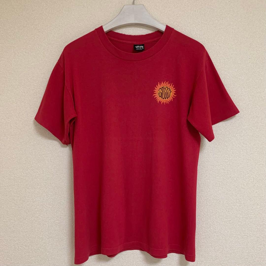 80s 前期 STUSSY USA製 黒タグ 太陽 ロゴ エンブレム Tシャツ