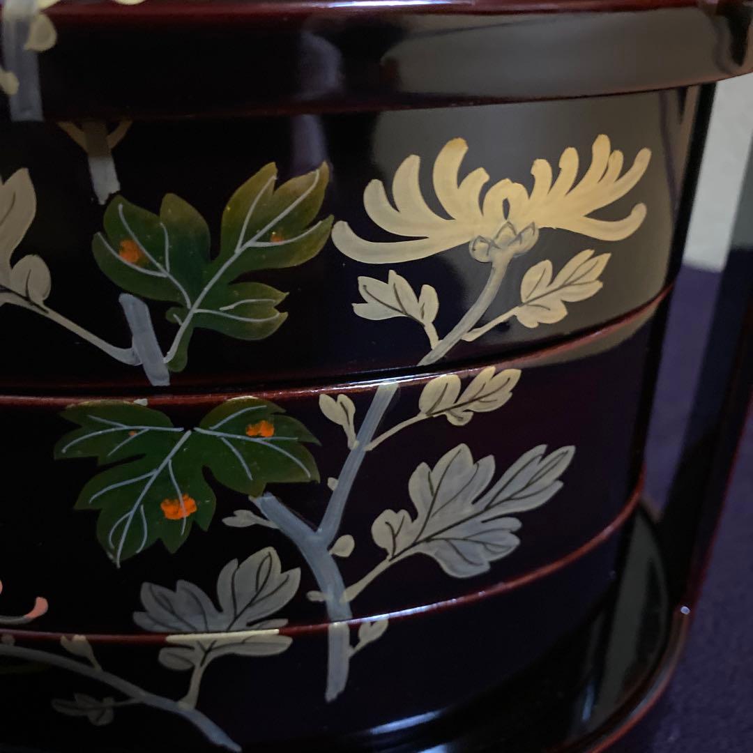 お値下げ　骨董　蛤型　金蒔絵　手提げ三段重