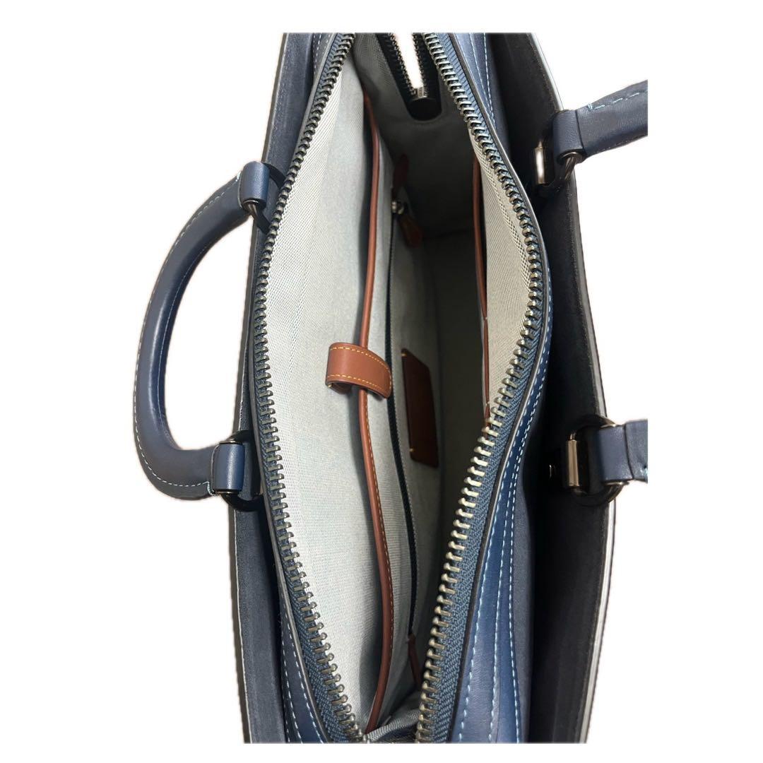 COACH バッグ ネイビー ストラップ有 グラブタンレザー 本革 ビジネス