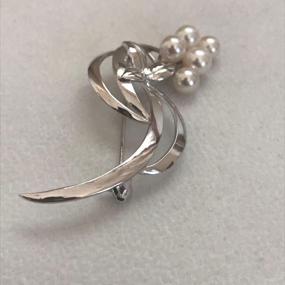 本日限り！特価！【ケース付☆】ミキモト　アコヤ　フラワー　ブローチ　SV