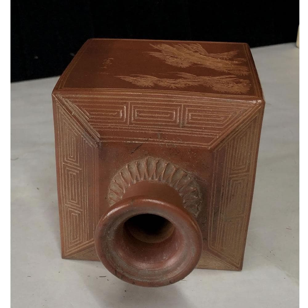 e2842 古備前 升徳利 松 角徳利 在銘 備前焼 酒徳利 (e1716)