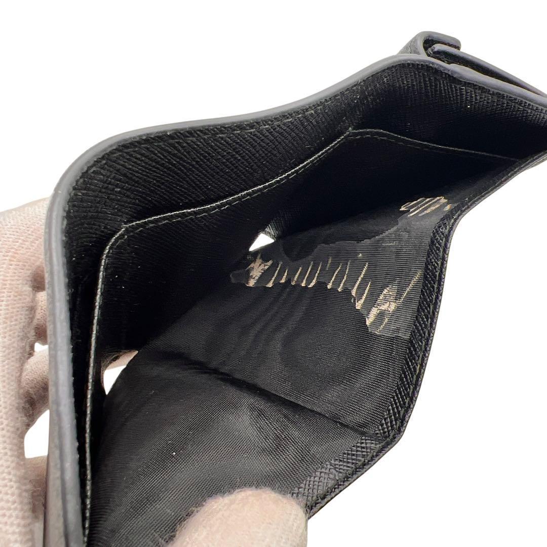 専用PRADA ミニウォレット ブラック レザー レディース 折り財布 7313