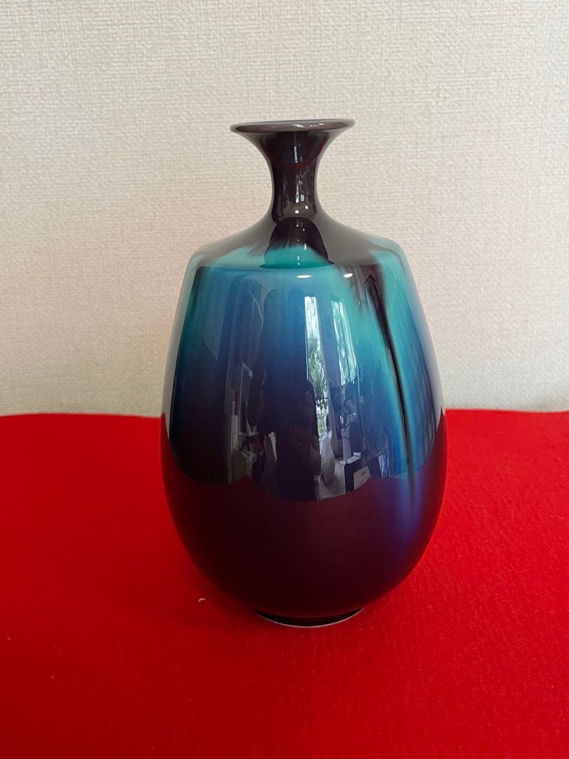 人間国宝 三代 徳田八十吉 彩釉 壺 管理T274 共箱 共布 付