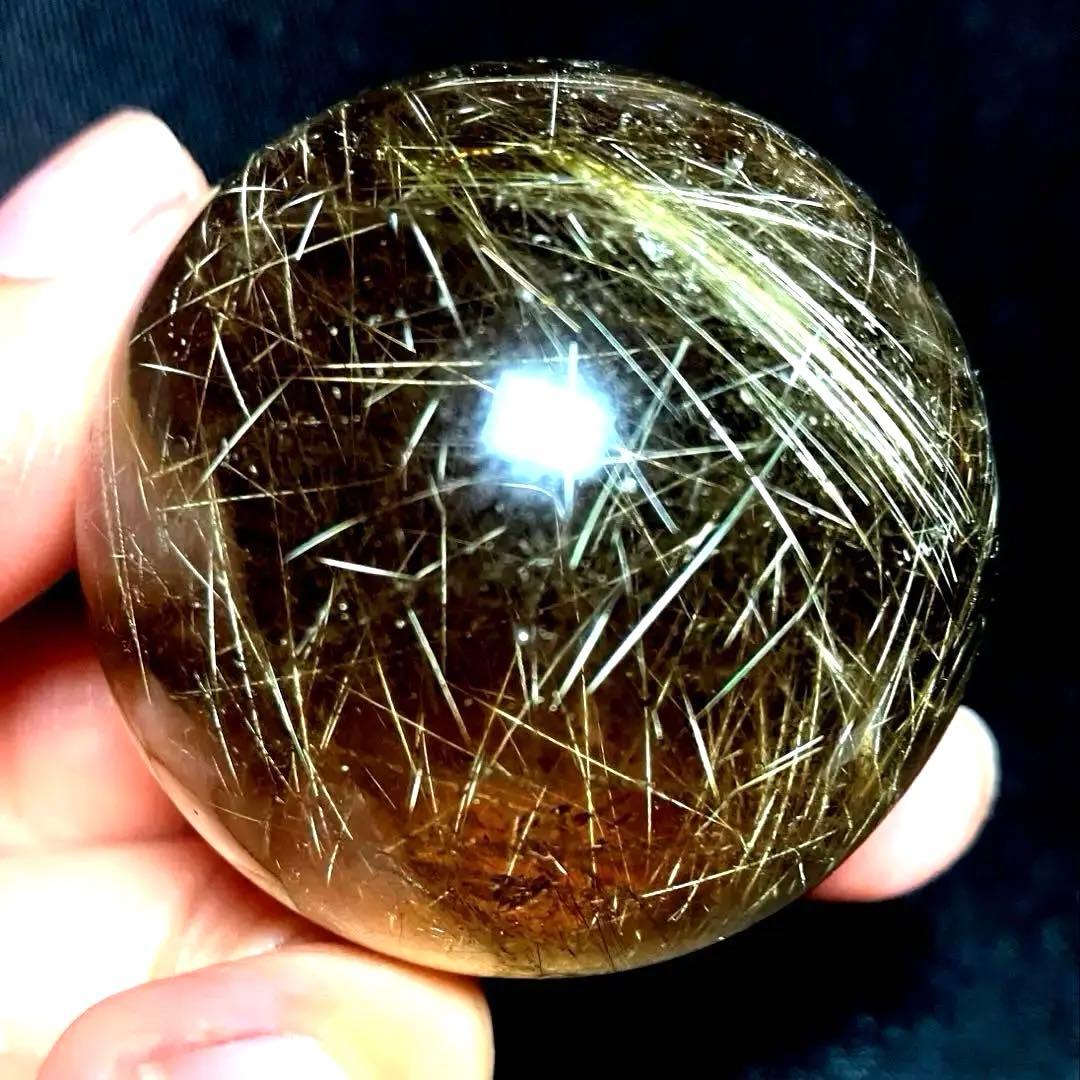 超絶綺麗✨45mm ゴールドルチルクォーツ　丸玉　スフィア　金針水晶