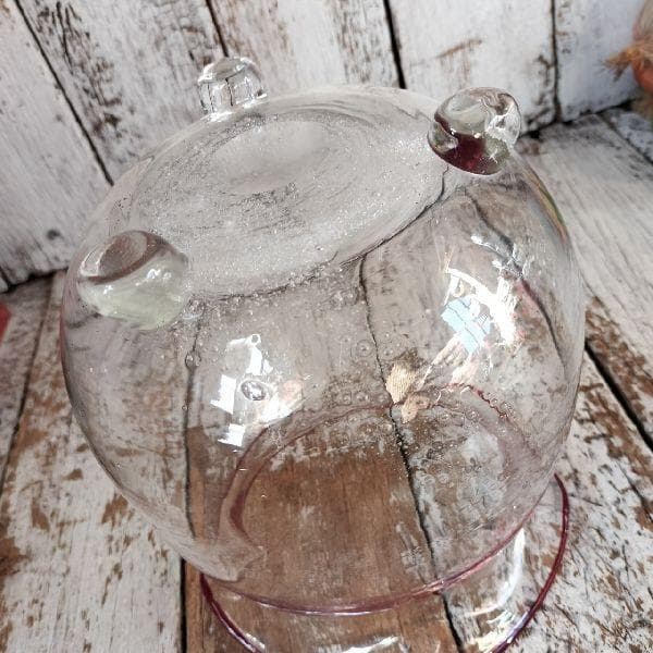 ヴィンテージ ビードロ 吹き硝子 フリル ガラス 三脚 金魚鉢 めだか鉢 気泡