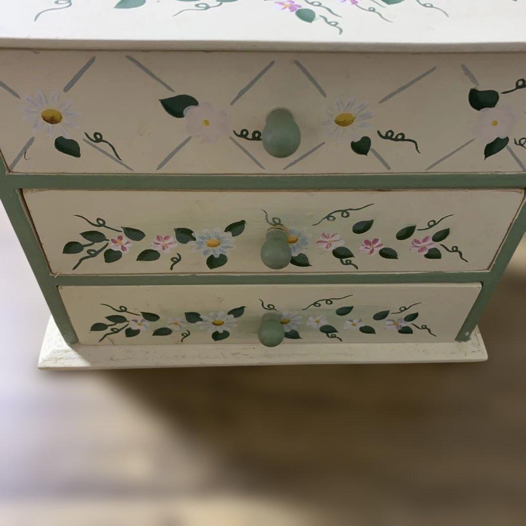 アンティークレトロ★マーガレット☆ペイントデザイン★ミニチェスト。インテリア