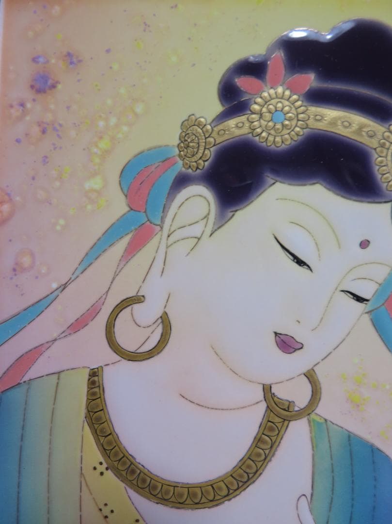 草場一壽　「　観世音菩薩　」　陶彩画