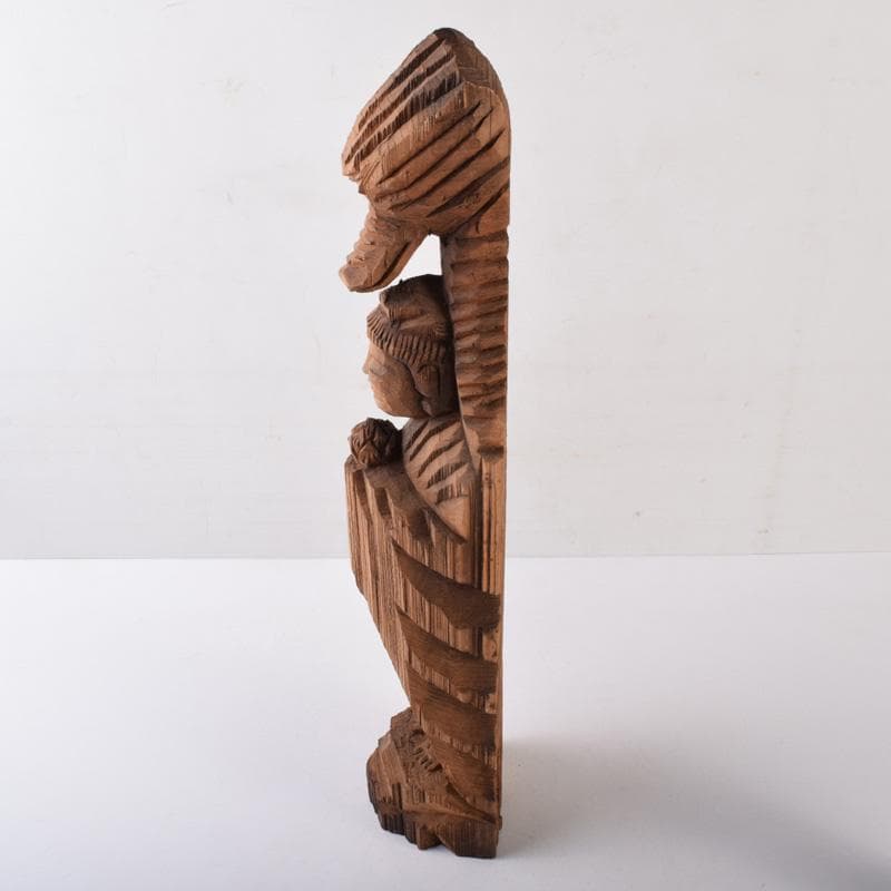 仏教美術　利秀作　木彫　神獣観音像　仏像　置物　8225