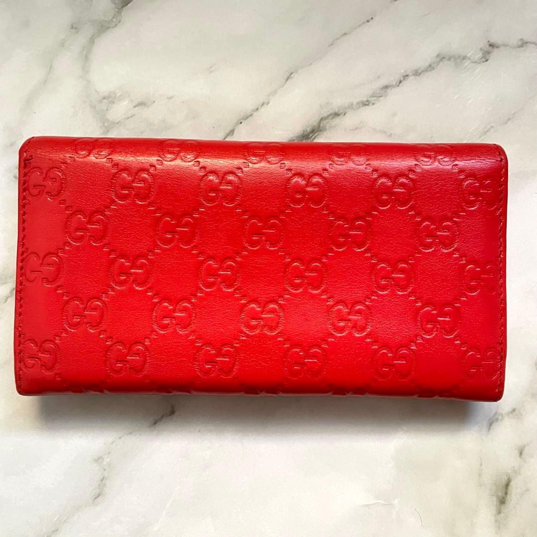 GUCCI グッチ フラップ 長財布　シマレザー　2つ折り財布　0112-③