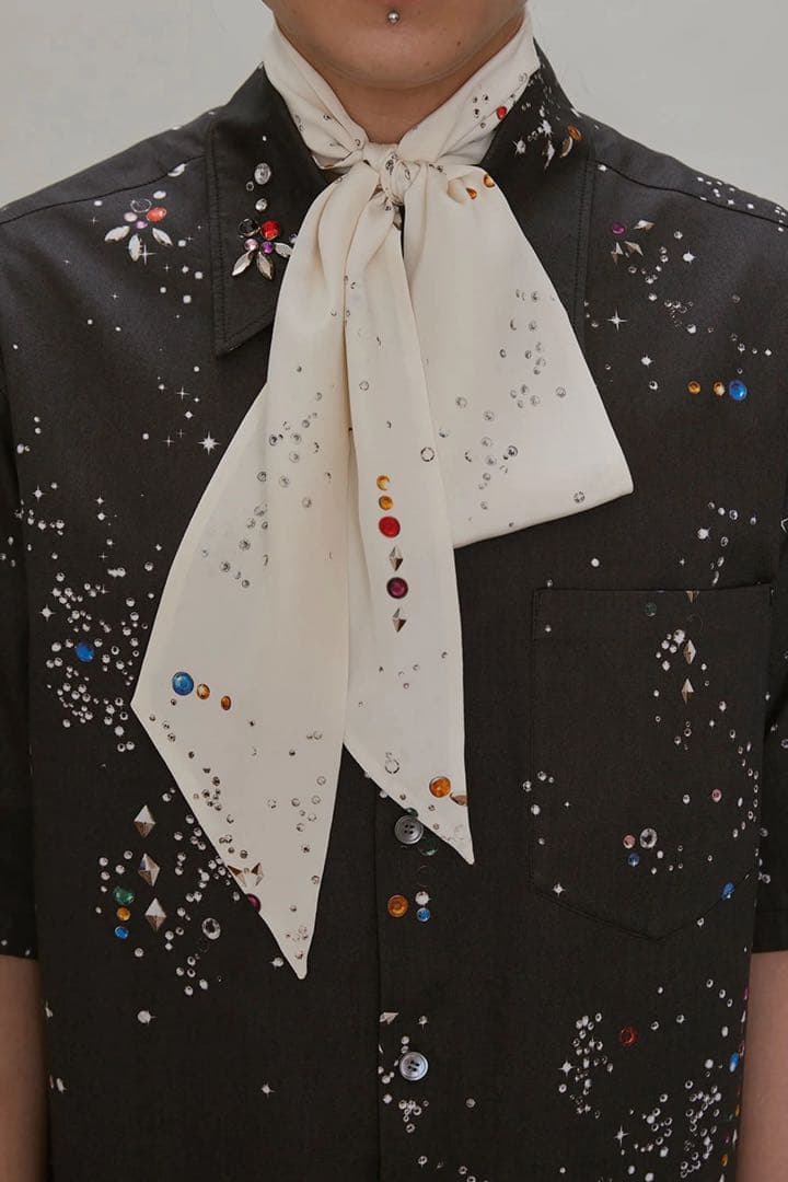 【希少】美品 MASU 23ss GALAXY SILK SCARF WHITE