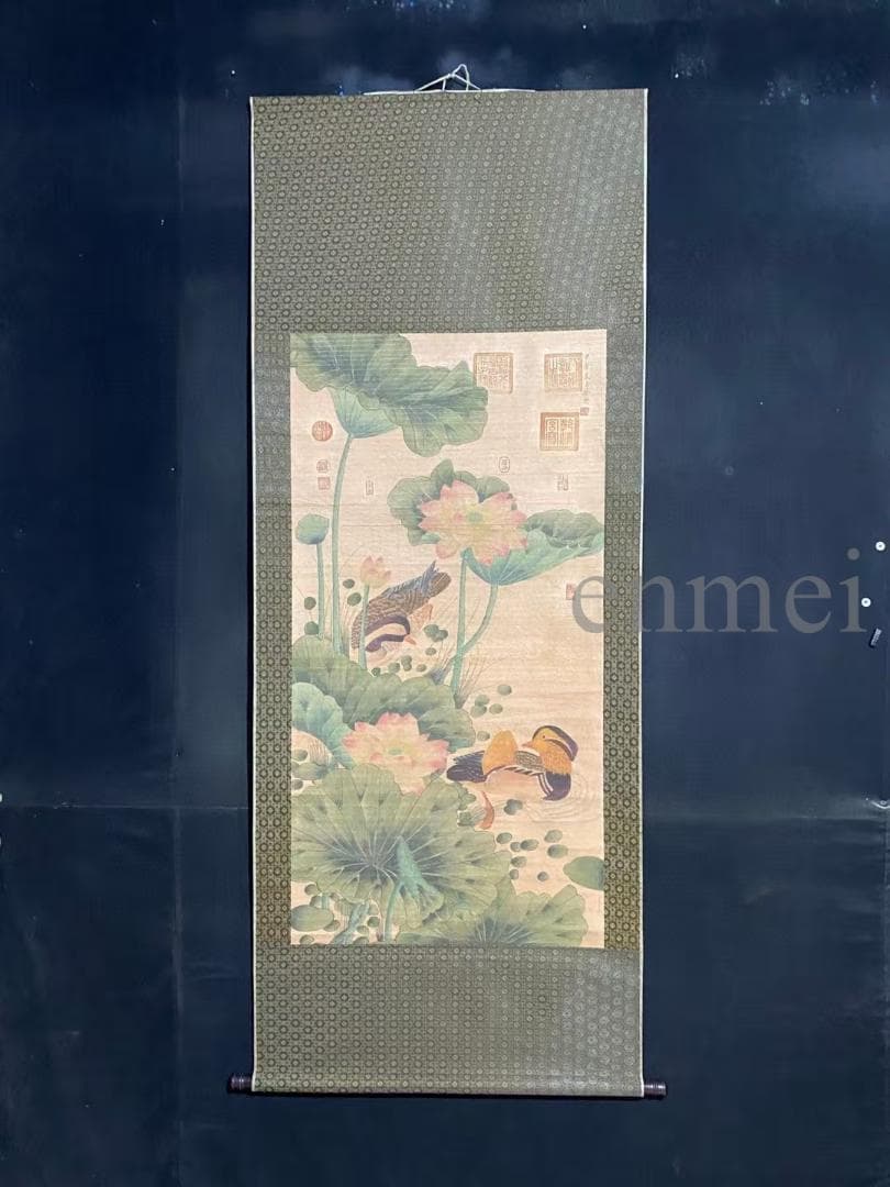 中国古美術・旧藏・五代風・徐熙款・花鳥図・手描き中堂画・掛軸・宣紙・書画・骨董