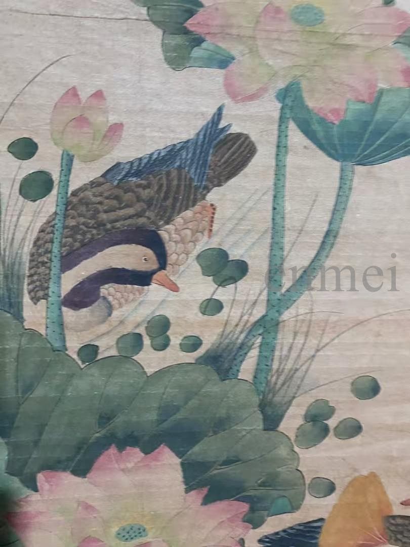 中国古美術・旧藏・五代風・徐熙款・花鳥図・手描き中堂画・掛軸・宣紙・書画・骨董