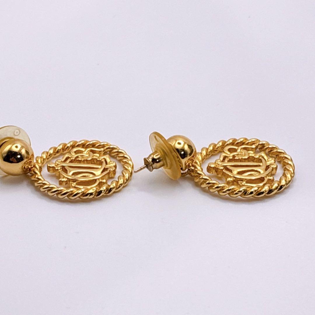 美品✨Christian Dior ピアス エンブレム 旧ロゴ ゴールド