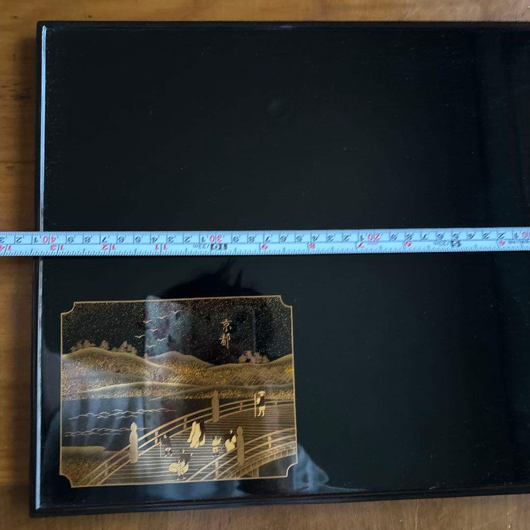 輪島塗り金箔風景画 東海道天心　金まきえ　漆器 約41cm x 31cm美品