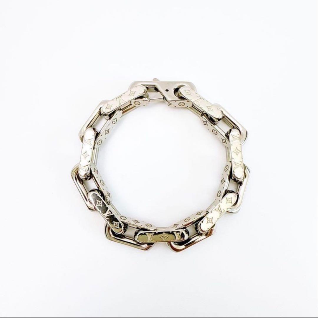 a*可様 ルイ・ヴィトン チェーンリンクスブレスレット シルバー モノグラム M