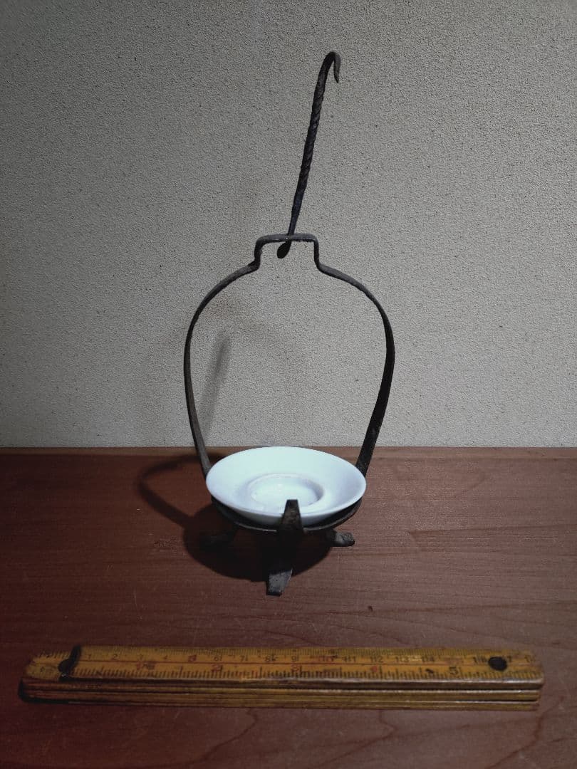 鉄製 吊るし灯火器 花器 花入れ 古道具 古民具 燭台 行燈 行火 灯明