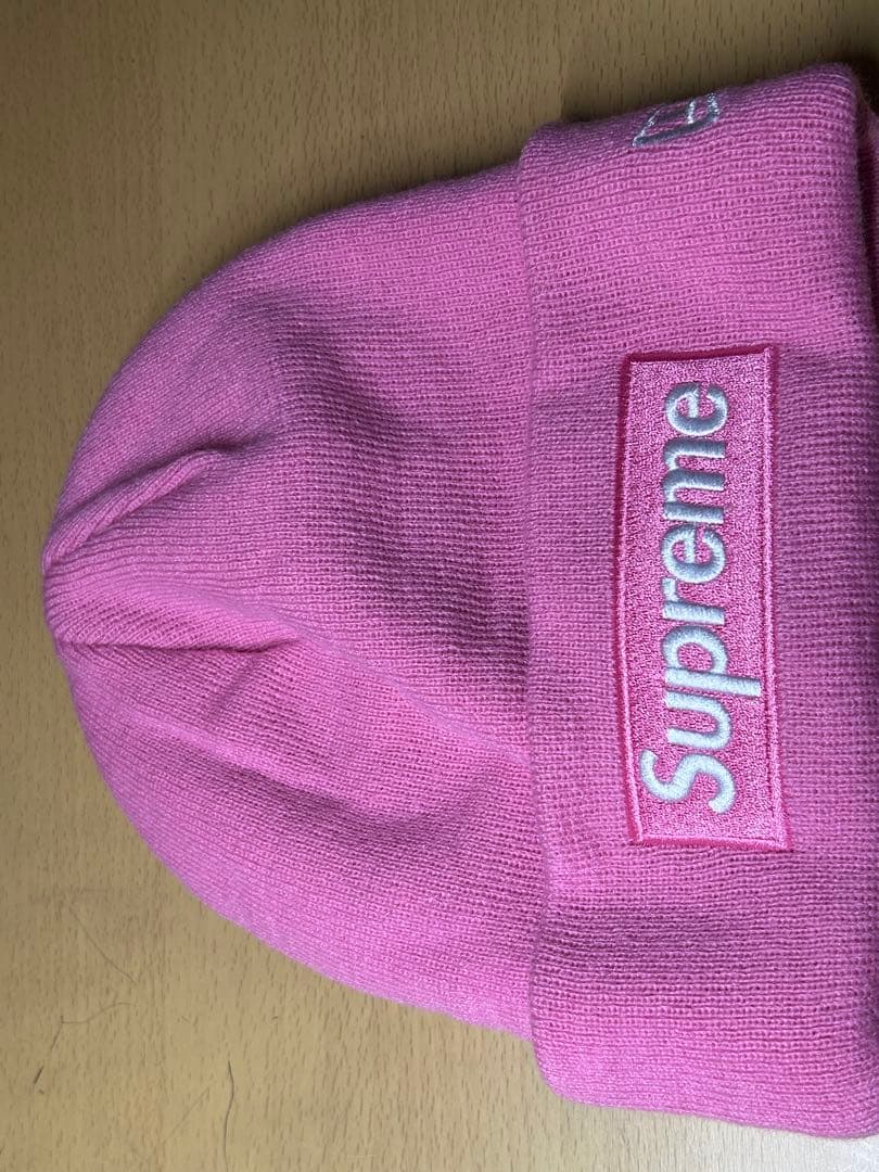 Supreme NewEra ピンク ビーニー ニット帽