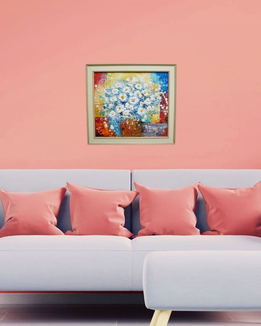 油絵 絵画【白い花】