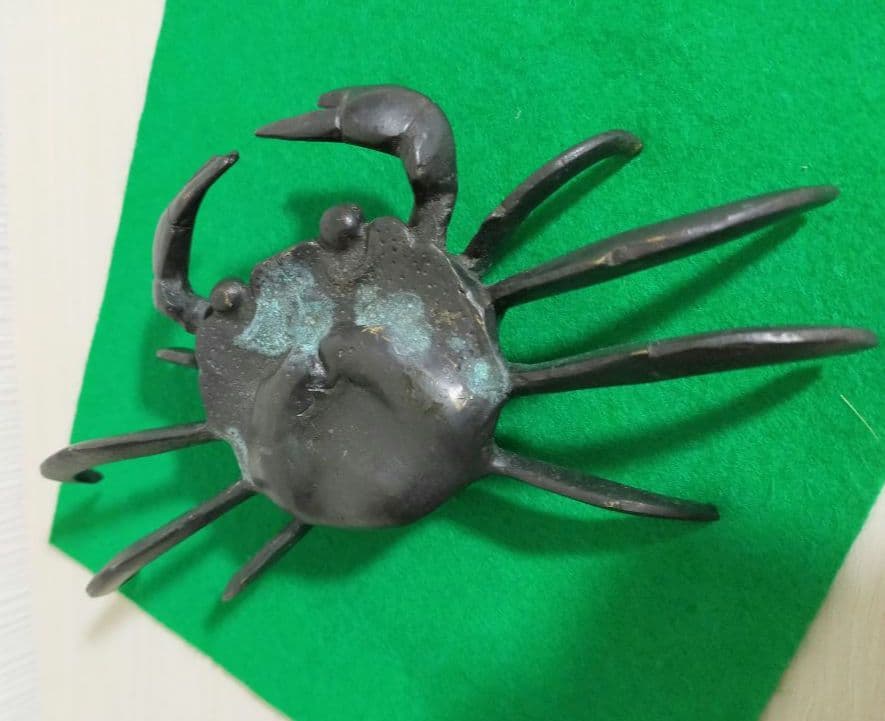 セール✨アンティーク　大きめ　蟹　古銅製　金属工芸品　運気上昇縁起置物